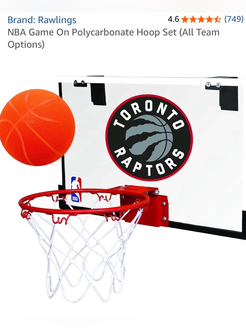 Toronto Raptors Mini Basketball Hoop Orange Ball NBA Rawlings Room Play Decor xo